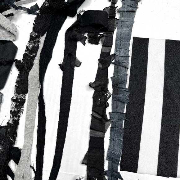 ❤️3/$30! 1/2# Lb Fabric Lot Gray Black Ruffle Fringe Mummy Halloween Cosplay - Picture 6 of 6